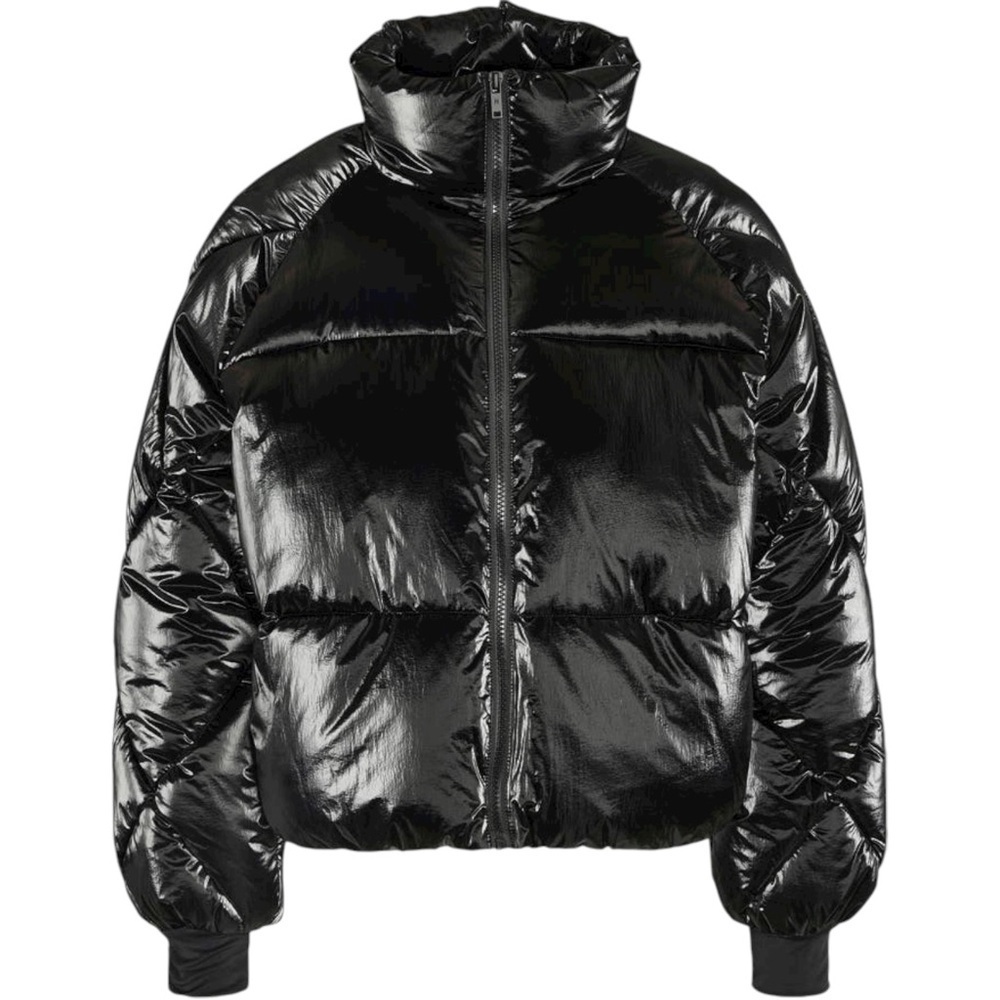 NWOT Noisy May Glossy Shiny Puffer Coat Jacket Size XL Black Winter Ski Snow - Picture 9 of 9